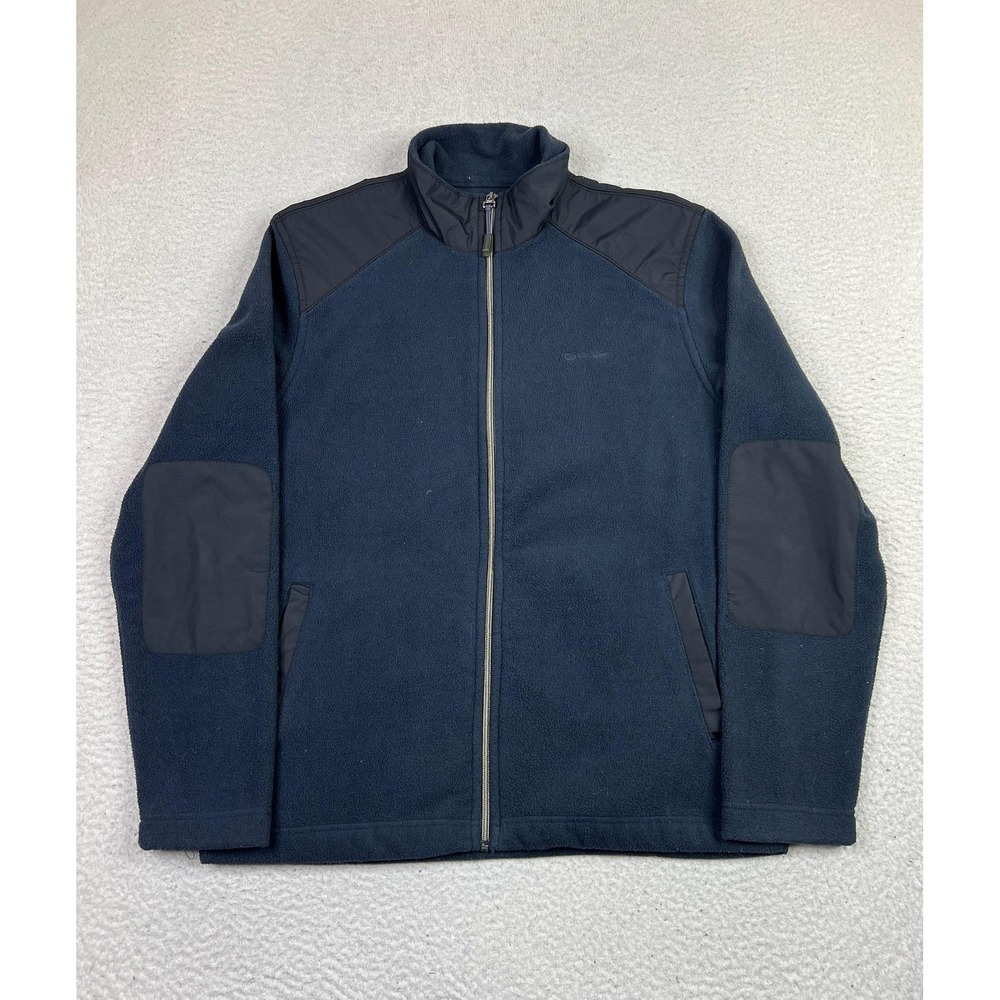 Calvin Klein Jacket Mens Medium Blue Tech Fleece Full Zip Nylon Trim Casual